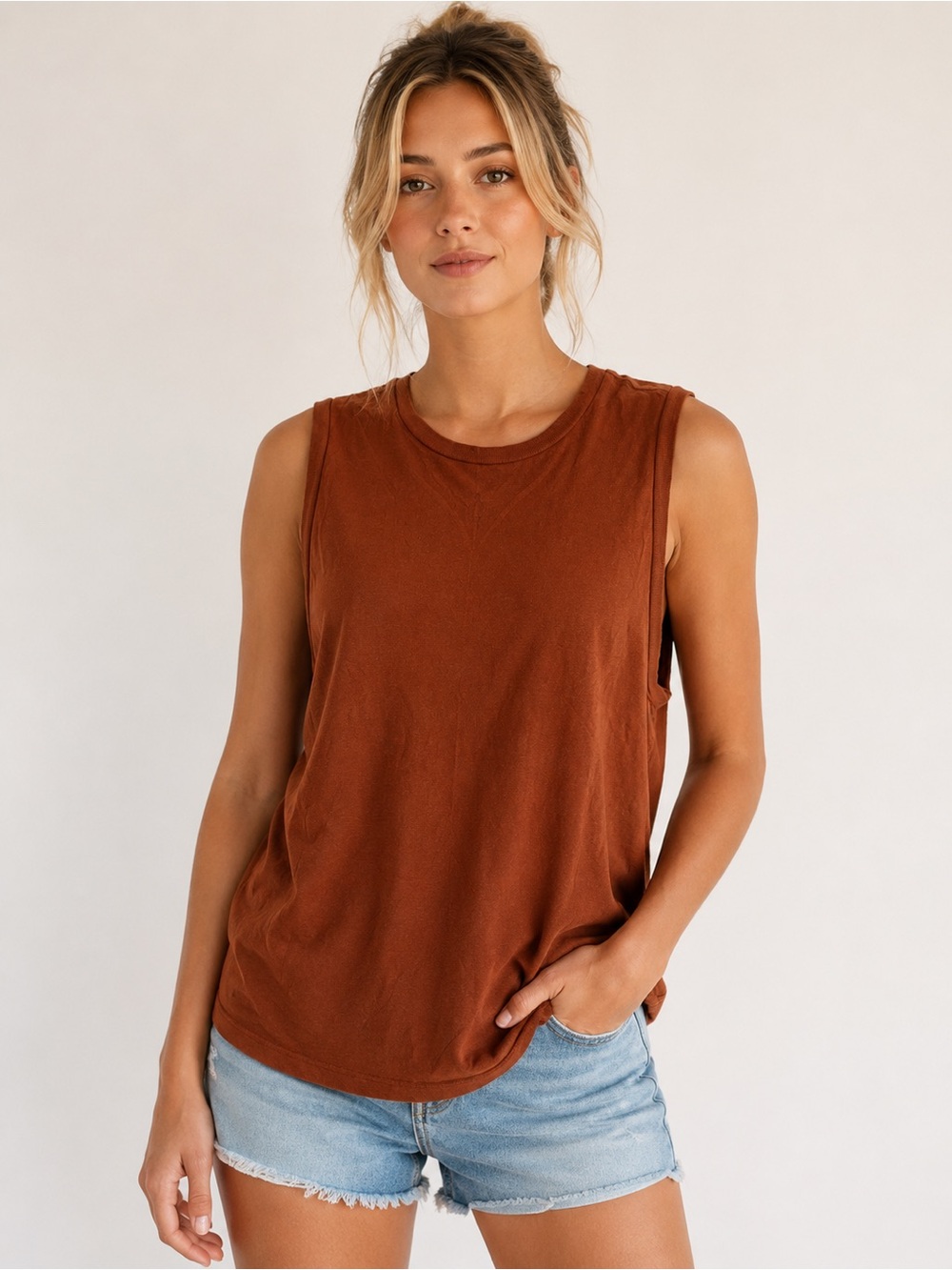 Denim Forum Burnt Orange Tank Top